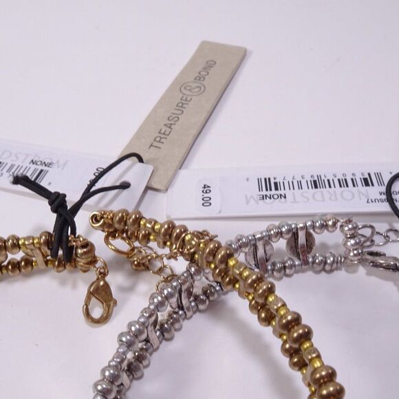 Nordstrom Treasure & Bond Circle Choker Necklace Silver Gold NWT 49 EA 100 Set 2 - Picture 5 of 9